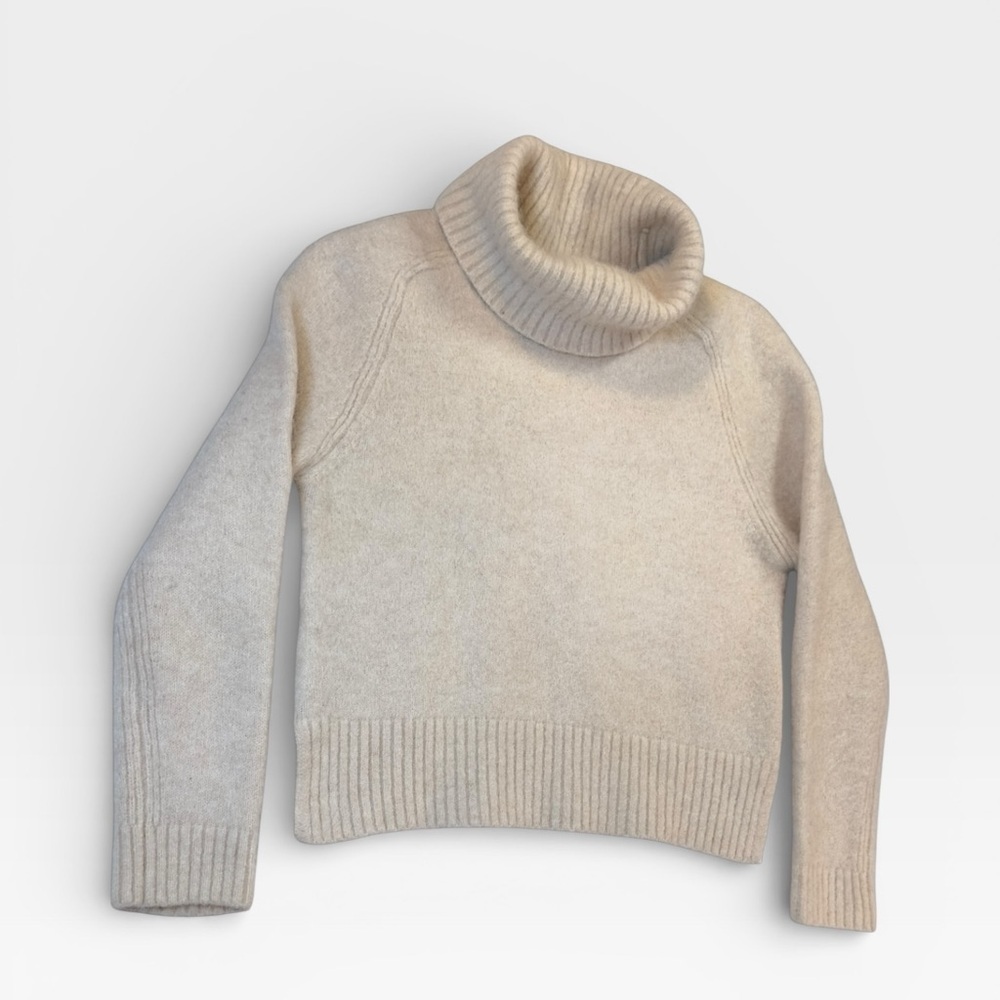 STEFANEL ALPACA WOOL Cream Turtleneck Sweater XSMALL - Picture 2 of 8